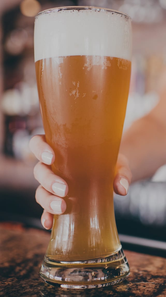 Large glass of beer.